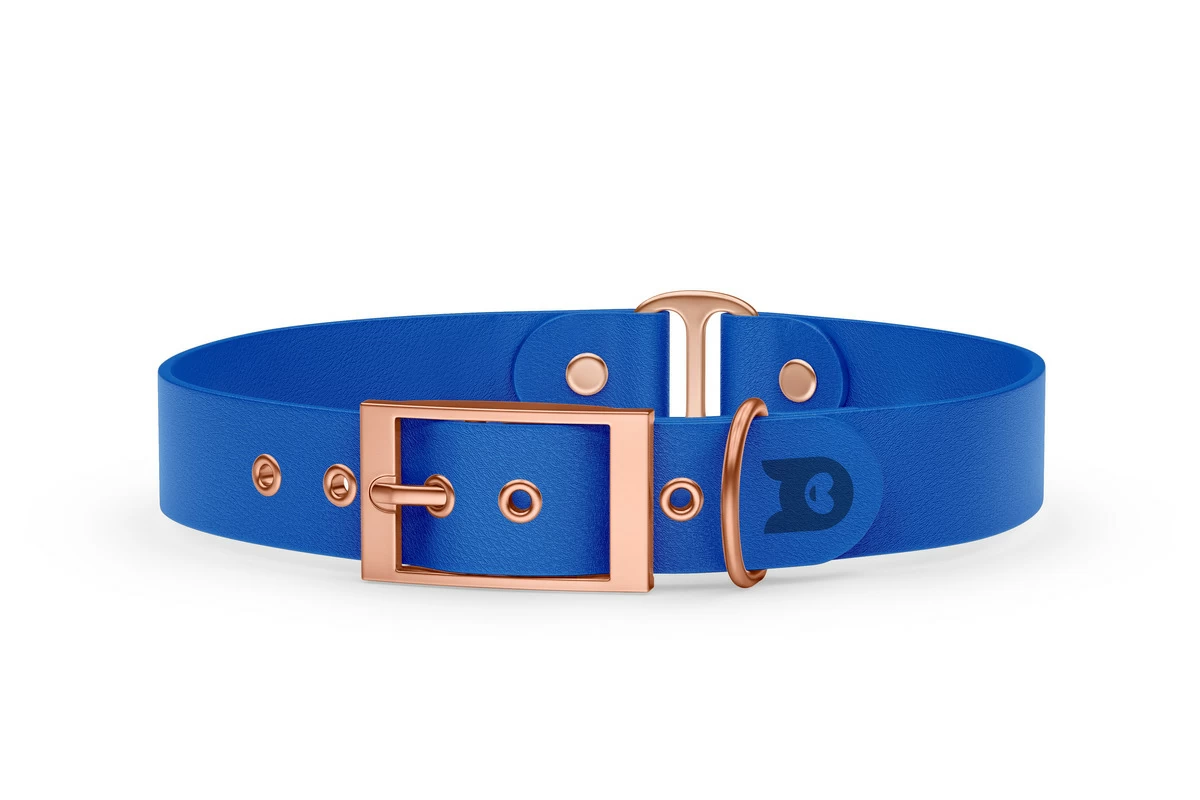 Guinzaglio Duo per Cani: Blu & Blu con componenti in Oro rosa