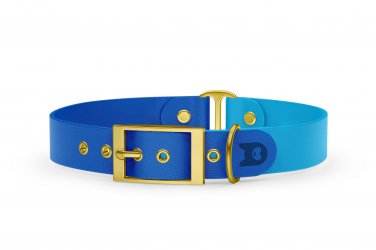 Guinzaglio Duo per Cani: Blu & Azzurro con componenti in Oro