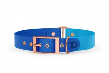 Guinzaglio Duo per Cani: Blu & Azzurro con componenti in Oro rosa