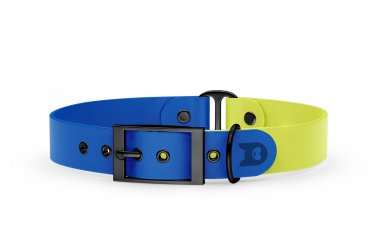 Guinzaglio Duo per Cani: Blu & Giallo neon con componenti in Nero