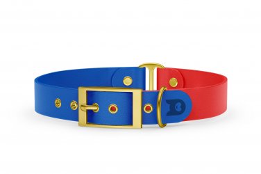 Guinzaglio Duo per Cani: Blu & Rosso con componenti in Oro