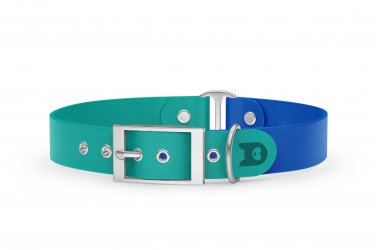 Guinzaglio Duo per Cani: Verde pastello & Blu con componenti in Argento