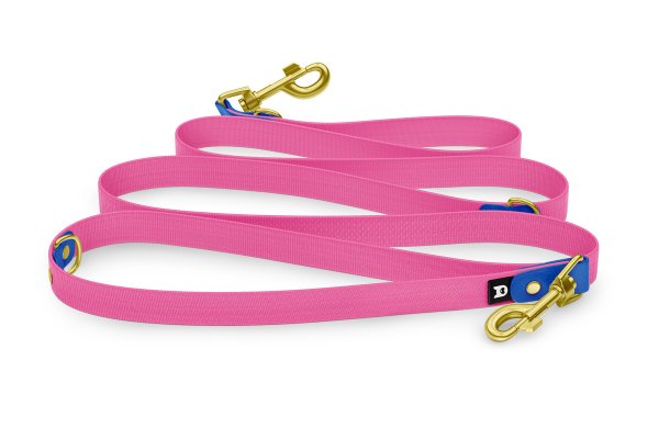 Cinghia per cani Riduci: Blu e Rosa neon con componenti Oro