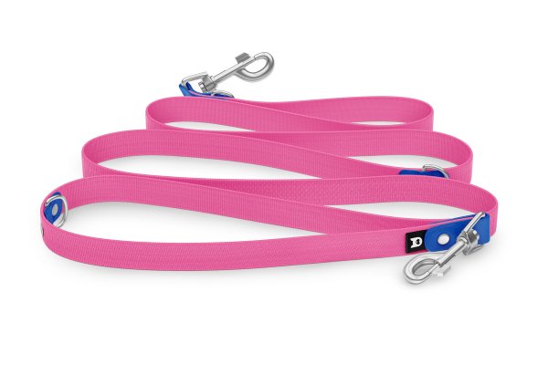 Cinghia per cani Riduci: Blu e Rosa neon con componenti Argento