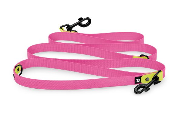 Cinghia per cani Riduci: Giallo neon e Rosa neon con componenti Nero