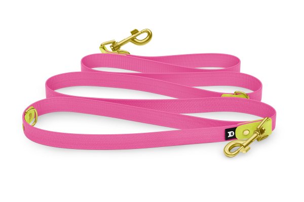 Cinghia per cani Riduci: Giallo neon e Rosa neon con componenti Oro